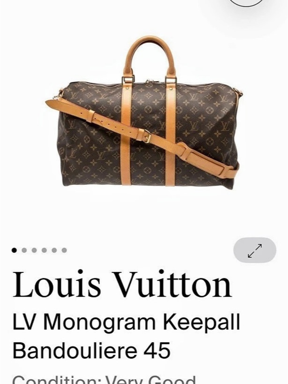 Louis Vuitton Monogram Keepall Bandouliere 45 Monogram Travel Bag